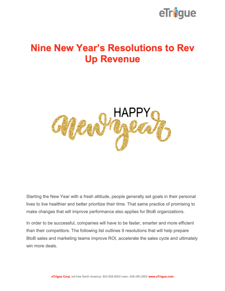 Nine New Year’s Resolutions to Rev Up Revenue